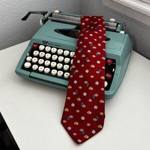 BVLGARI Men's Red Geometric Silk Tie